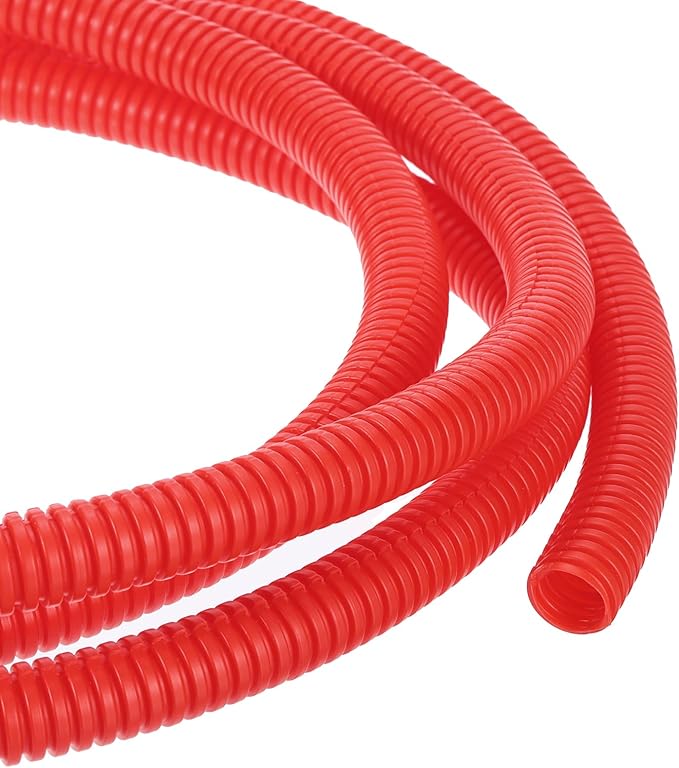 DMiotech 10ft Wire Loom Split Tubing 1/4 Inch, Cord Protectors from Pet Flexible Conduit Cable Management for Office, Home, Garden, Red