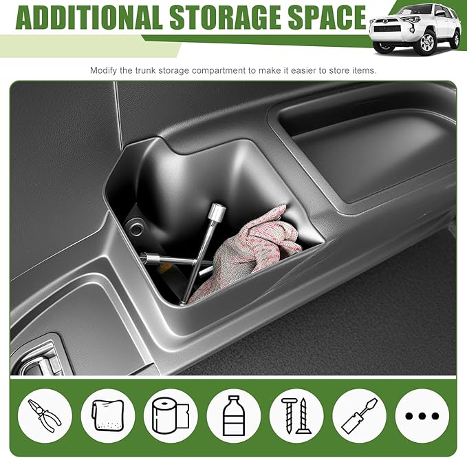 Trunk Organizer for 2010-2024 Toyota 4Runner 5-Seat 2nd Row(NOT Fit 7-Seat 3rd Row), Rear Trunk Storage Box Bin Cargo Tray for 10-24 4 Runner Interior Accessories(Left Side)