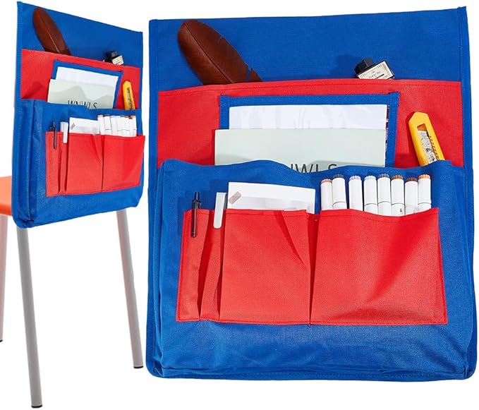 CRASPIRE Classroom Chair Pockets 15.66 x 18.18 inch Red Chairback Buddy Pocket Chart Desk Buddy Pocket Organizer with Label Slot for School Home Classroom Preschool Daycare