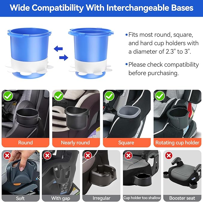 Kids Car Seat Cup Holder Snack Tray - Toddler Travel Essentials for Mess-Free Snacking on Road Trips, Travel Accessory Compatible with Safety Seats & Strollers Console, (Blue, 1 PACK)