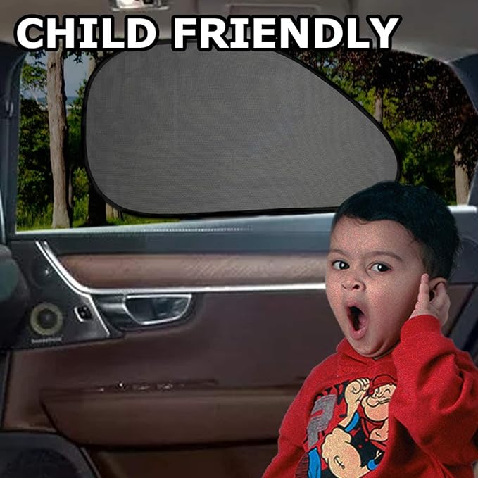 VaygWay Baby Window Sun Shade- Car Accessories Side Sun Visor- Kids Pets Seat Sun Glare UV Rays Protection (4 Pack Side Window Sunshade)