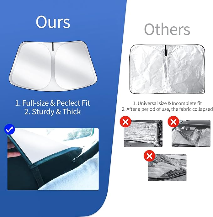 Upgraded Sunshade, Improved UV Protection Fabric, Foldable Front Sun Shade, Custom Accessories for Tesla Model 3/Y/Y Juniper 2016 to 2026