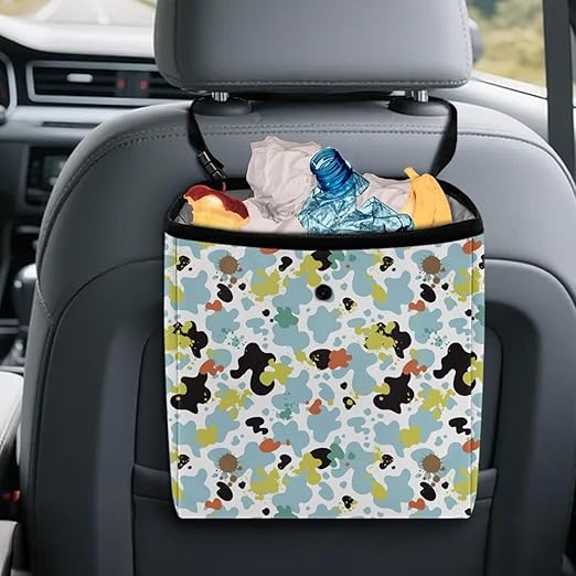 Car Trash Can Leakproof Trash Bin Car Garbage Can Hanging Water-Resistant Collapsible Auto Trash Bag Car Accessories for Women, Colored Cowhide Print