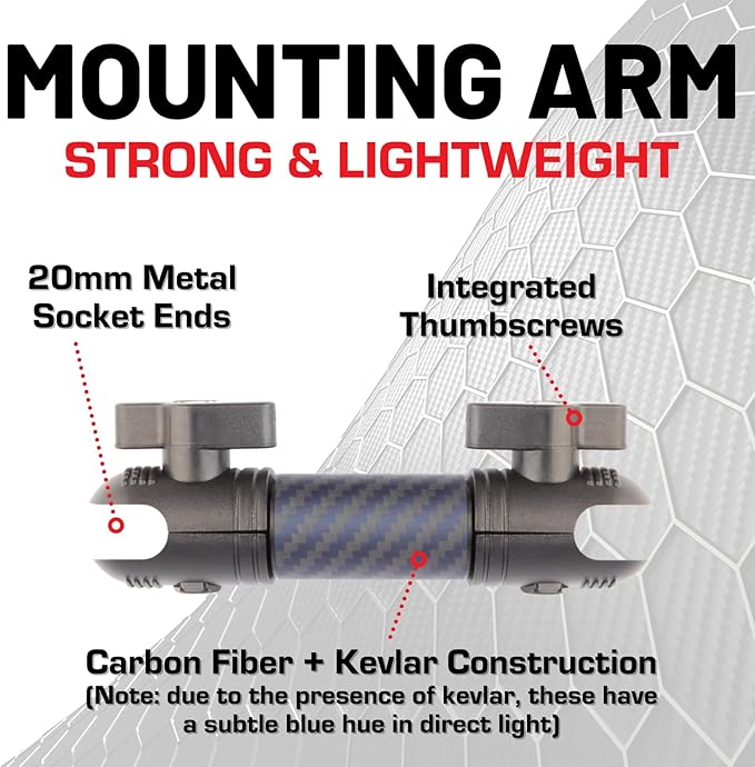Bulletpoint Mounting Solutions Dash Mount 4.7" Arm Compatible with iPhone and Android Smartphones - Fits 20mm Attachment Ball (Carbon Fiber + Kevlar)