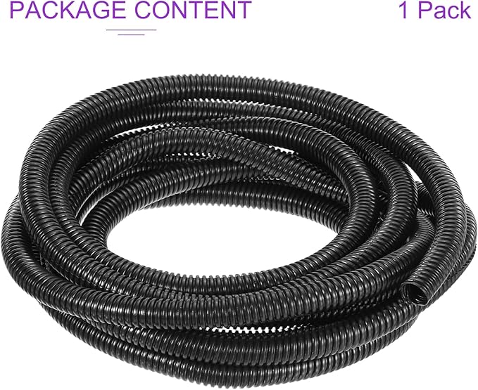 DMiotech 20ft Wire Loom Split Tubing 5/8 Inch(16 Mm) ID, Cord Protectors from Pet Flexible Conduit Cable Management for Office, Home, Garden, Black