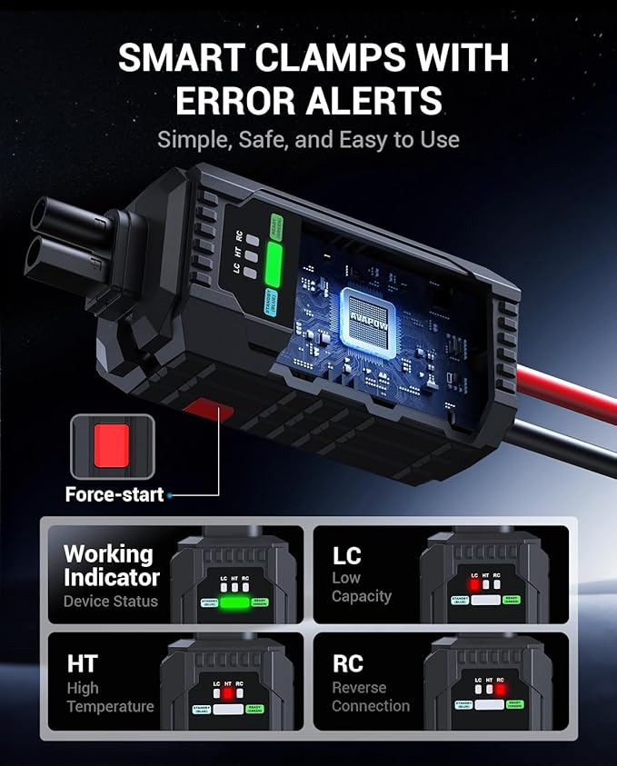 AVAPOW 6000A Car Battery Jump Starter(for All Gas or up to 12L Diesel) Powerful Car Jump Starter with Dual USB Quick Charge and DC Output,12V Jump Pack with Built-in LED Bright Light