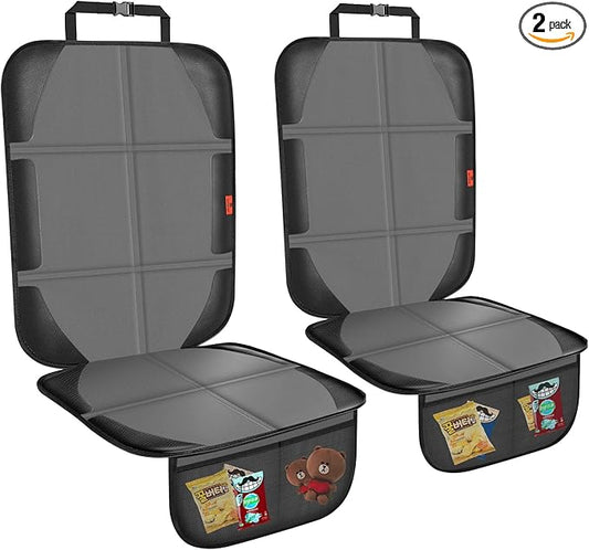 XHYANG Car Seat Protector,2 Pack Automotive Seat Protectors Baby Carseat Pad Waterproof & Durable 600D Fabric for Child Baby Car Seat Mat Vehicle Pet Cover 2 Storage Pockets (2 Pack Gray)