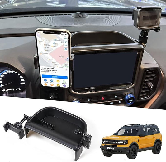 sukemichi Dash Phone Mount for Bronco Sport, Cell Phone Holder & Camera Mount, Multi-Function Dashboard Phone Holder Mount with Tray for 2021-2024 Ford Bronco Sport Accessories 2 Door 4 Door