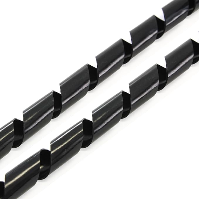 165FT PE 3/4 Inches (20 mm) Black Polyethylene Spiral Wire Wrap Hydraulic Hose Wrap Tube Management Protector Sleeve for Car Computer Cable Wire Holder Organizer PC and TV