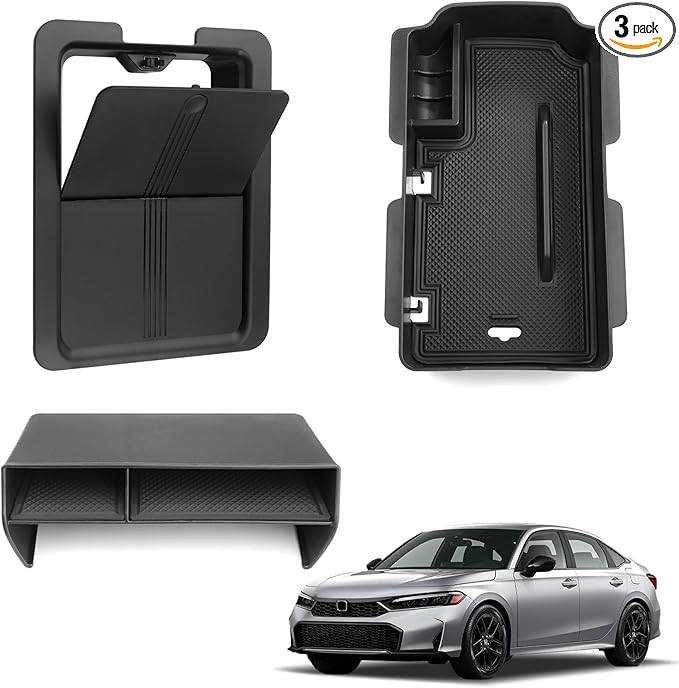 Thenice for 11th Gen Civic Center Console Organizer Armrest Box Tray Glovebox Hidden Storage Compartment Compatible with Honda Civic 2026 2025 2024 2023 2022 Accessories -3PCS