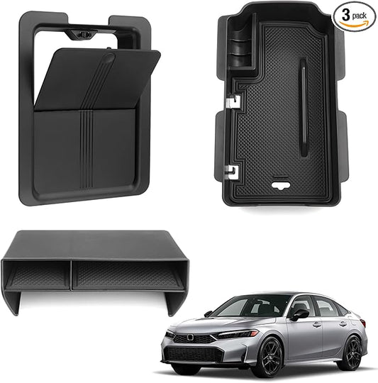 Thenice for 11th Gen Civic Center Console Organizer Armrest Box Tray Glovebox Hidden Storage Compartment Compatible with Honda Civic 2026 2025 2024 2023 2022 Accessories -3PCS