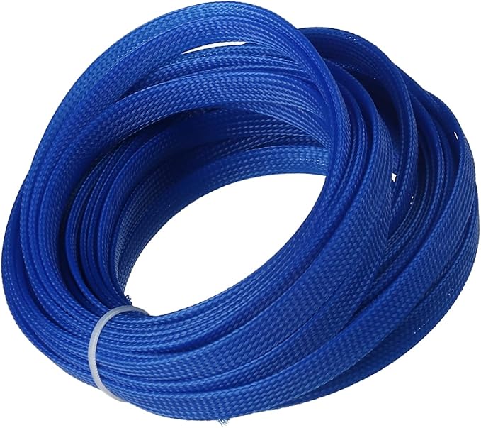 Aicosineg 32.81ft PET Flexible Braided Cable Sleeve 0.4inch Width Wire Loom Sleeving and Organizer Flexible Wire Mesh Sleeve Wrap Protector for TV Audio PC Cords from Pets Chewing Blue