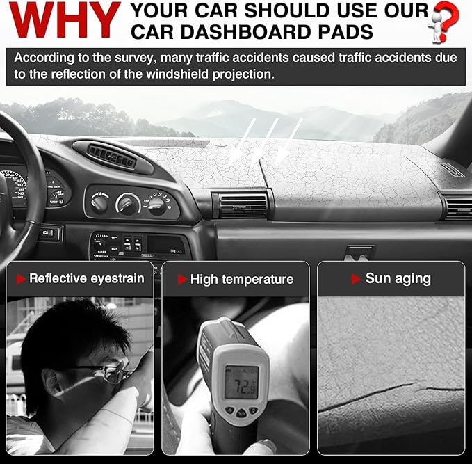 Autorder Dashboard Cover Mat for 1993 1994 1995 1996 Chevrolet Camaro Accessories Dash Cover Upgrade Velvet Dash Mat Sunshade Glare UV Rays Protector
