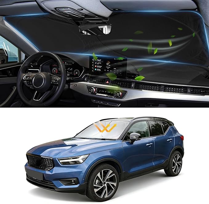 Custom Fit XC40 Windshield Sunshade for 2019-2025 2026 Volvo XC40 Accessories Front Window Shield 210T Silver Coating Cover for Windshield Sun Visor Protector Blocks UV Keep Car Cool
