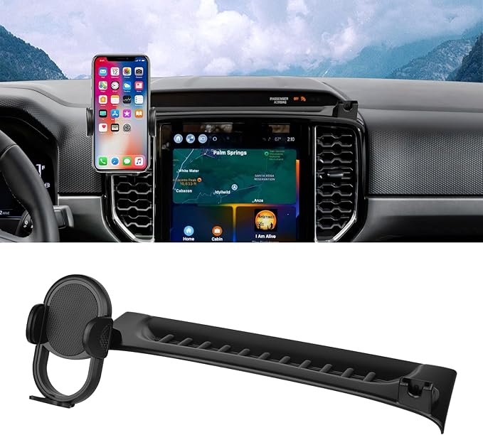 Autorder Car Phone Holder for 2024 2025 2026 Ford Ranger Accessories Phone Mount Cell Phone Car Mount Automobile Phone Stabilizer 360 Degree Rotation