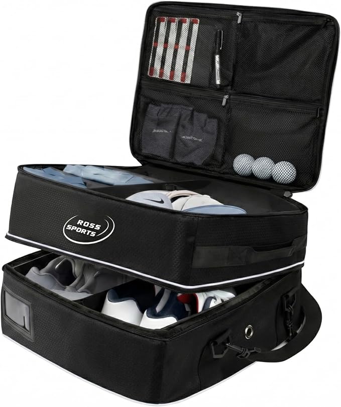 Golf Trunk Organizer – Portable Car Organization & Truck Bed Bag for Men – Smart Holder Shoes, Balls, Gloves, Clothes Storage Bag – Shoe Glove Case & Locker for Golfers, Club, Bags & Stuff Stash