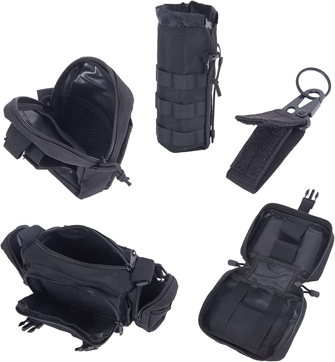 BXBXHD Universal Tactical Car Seat Back Organizer Bag Tactical Molle Vehicle Organizers Panel Vehicle Protector Organizers with 4 Detachable Pouches for Car Truck Ford Jeep Vehicle (Black)