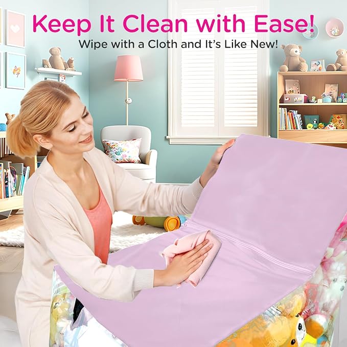 Clear Stuffed Animal Storage Chair for Kids – Plush Toy Organizer Seat, Transparent Stuffed Animal Storage for Bedroom & Playroom, Holds Plush Toys - Pink
