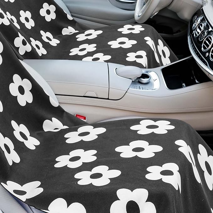 Hahafelt 2 Pack Car Seat Towel Covers with Storage Bag 63 x 32 Inch Athletic Running Towel Seat Sweat Washable Non Slip Cover Gift for Car Outdoor Sport Activities (Florid Declamation)
