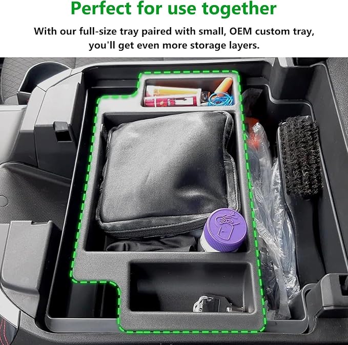 JOJOMARK Center Console Organizer Tray fits for 2022-2025 GMC Sierra/Chevy Silverado 1500 Accessories,2024-2025 Silverado/Sierra 2500HD 3500HD (Wireless Charging With Full Console w/Bucket Seats Only)