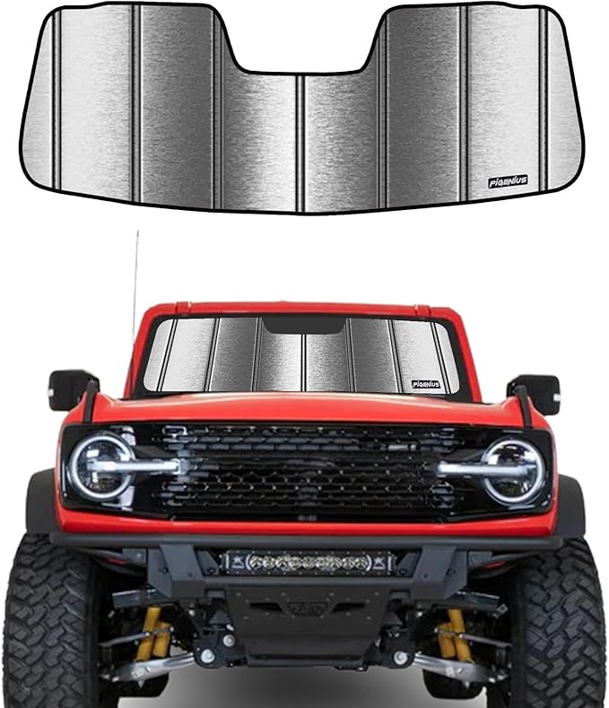 Pigenius Windshield Sunshade for Ford Bronco 2021-2026 - Metallic
