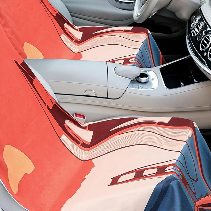 Hahafelt 2 Pack Car Seat Towel Covers with Storage Bag 63 x 32 Inch Athletic Running Towel Seat Sweat Washable Non Slip Cover Gift for Car Outdoor Sport Activities (Golden Gate Bridge)
