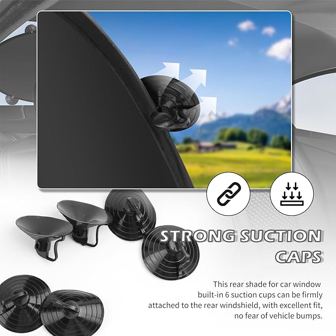 Back Window Sun Shades for Car,210T Titanium Silver Rear Window Sun Shade with Suction Cup Keeps Cars Interior Cool,39.37 * 19.76" Universal Sunshade for Car Windshield Rear