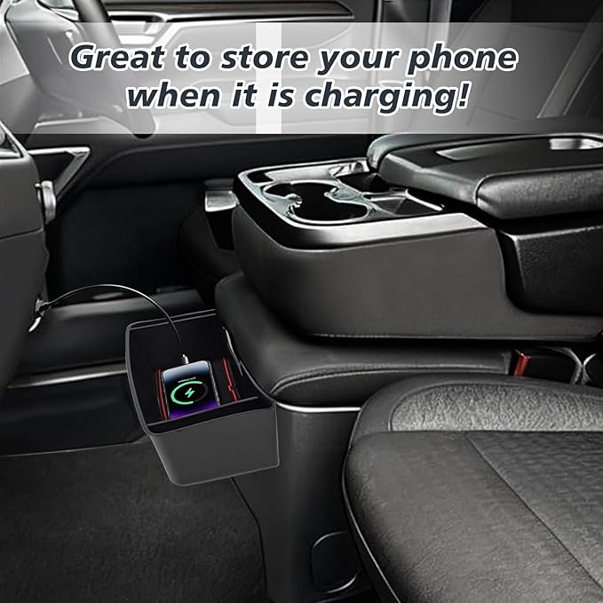 Center Console Hanging Storage Box,Split-bench Folding Seat Armrest Organizer Tray Insert Replace for Silverado/for Sierra 1500 2019-2025 and for Silverado/for Sierra 2500HD 3500HD 2020-2025