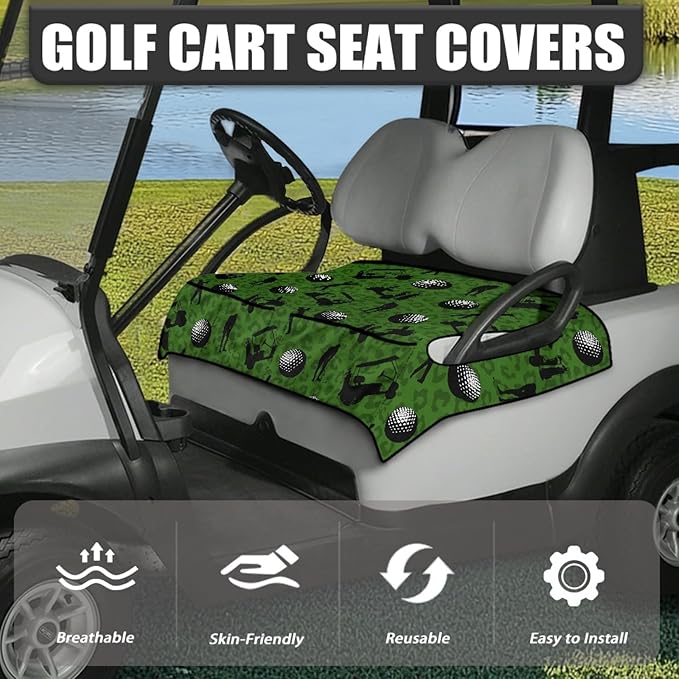 Universal Golf Cart Seat Cover with 4 Pockets Soft Golf Cart Seat Towel Blanket Fits 2-Seat Golf Carts