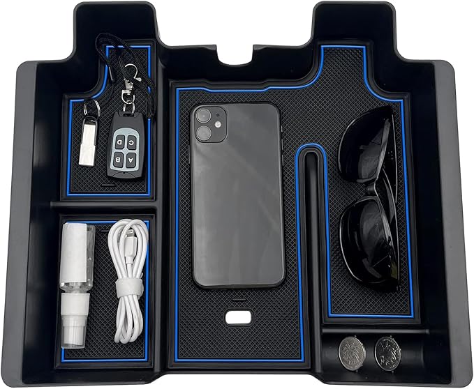 JOJOMARK Center Console Organizer Tray fits for 2019-2022 GMC Sierra/Chevy Silverado 1500 Accessories, 2020-2021 2022 2023 Silverado/Sierra 2500 HD/3500 HD(Full-Size, Blue)