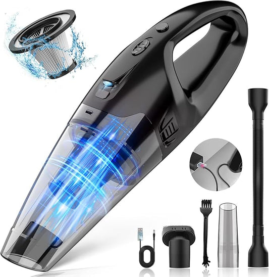 BSRCO Handheld Vacuum Cordless Rechargeable, 3-in-1 Car Vacuum Portable with LED Light & USB Charge, 1.65Lbs Lightweight Hand Vacuum Cleaner for Pet Hair, Home, Car Interior