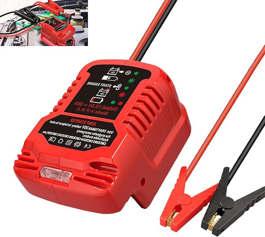 Jump Starter Adapter for Craftsman 20V V20 Li-ion Battery Powered with Jumper Cable Clamps Portable Car Charger Jump Starter(Battery Not Included)