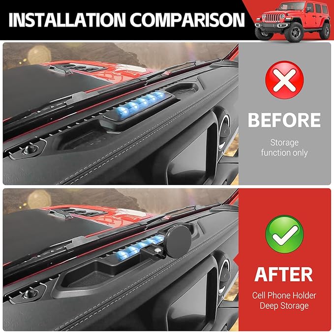 Magnetic Phone Mount Holder Fit for 2021-2023 Jeep Wrangler JL JLU 4XE Car Dashboard Multi-Mount Phone Holder Dash Tray for 2023 Jeep JL 4XE Accessories(2021-2023 4XE, Not for Gladiator/4X4)