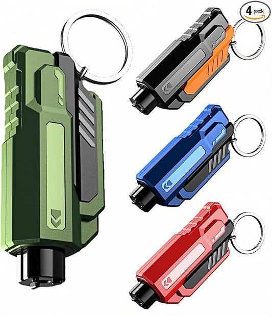 Window Breaker and Seatbelt Cutter Keychain,2 in 1 Car Safety Hammer Glass Break Under Water,Emergency Window Punch Escape Tool for Vehicle (4, redgreenorangeblue)