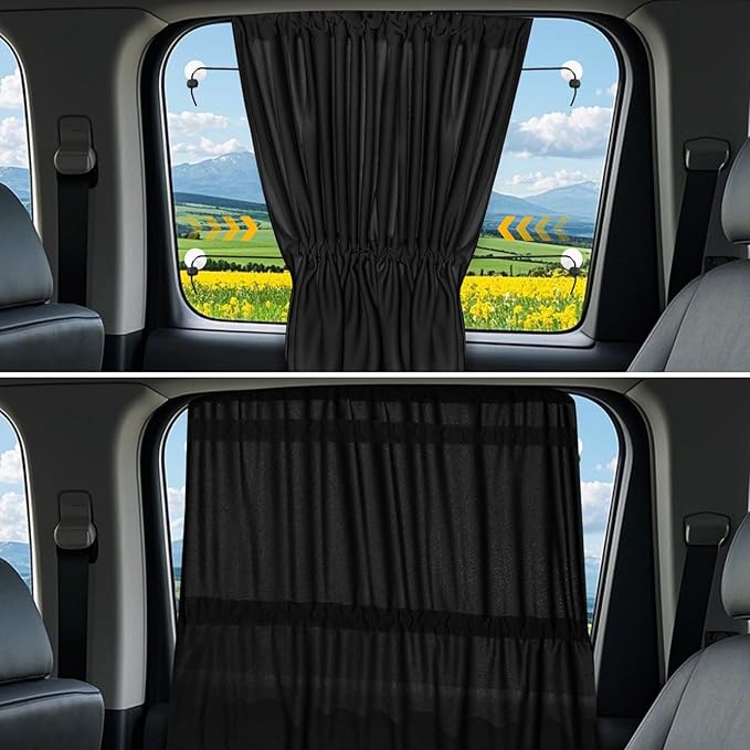 Hovom 2PCS Car Window Shades, Auto Side Window Curtain for Privacy Heat UV Protection, Window Cover Keeps Your Vehicle Cool, Universal Car Sun Shade for Baby Sleeping Travel Camping