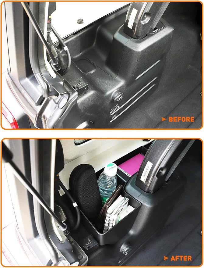 Savadicar RBR Wheel Well Storage Bin Rear Trunk Organizer for 2018-2023 Jeep Wrangler JL JLU 2/4 Door, Interior Accessories, Left Side, Black
