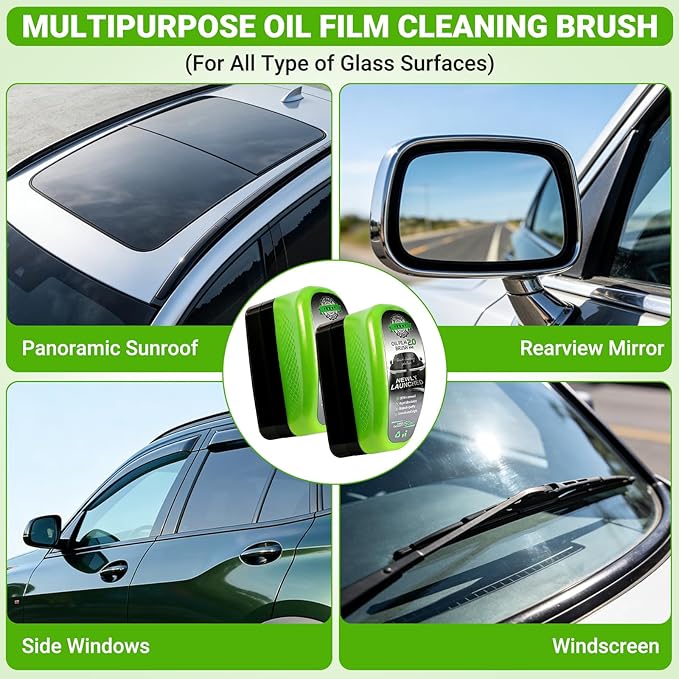 Clear Vision Glass Cleaner -Oil Free Car Glass Brushes, Upgrade 2.0 Cleaner, Automotive Oil Film Cleaning Brush for Car Windows, Clearvision Cars Windshield Cleaner Tool (1Set)