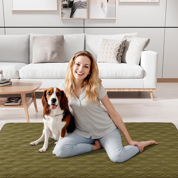 Smiry Reversible Waterproof Couch Covers for Sofa, Washable Dogs Pet Couch Covers for 3 Cushion Sofa Pet Friendly, Water Resistant Furniture Protector Slipcover, Geometric (82"x82", Green/Navy)