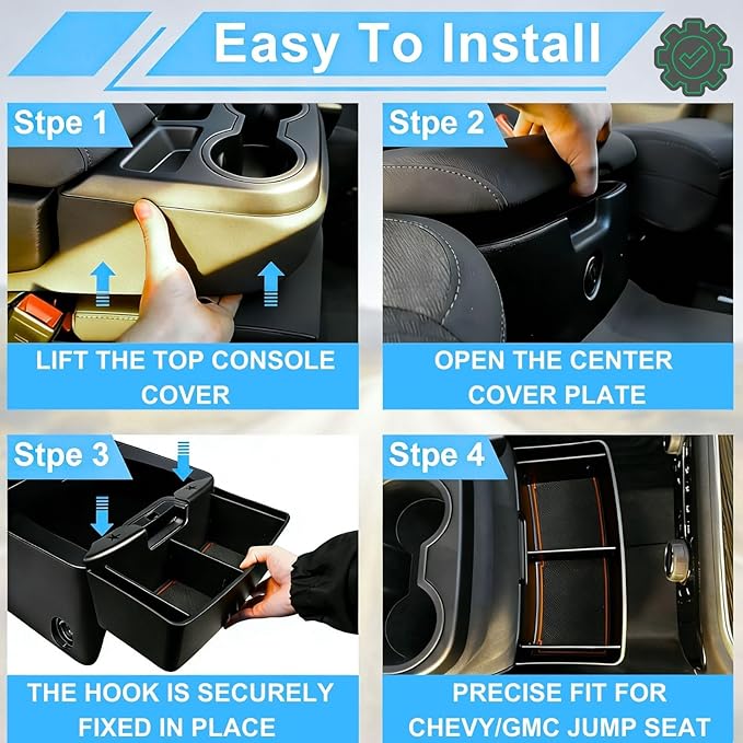 Floor Console Hanging Organizer with Divider for 2019-2026 Chevy Silverado/GMC Sierra 1500&2020-2026 Chevrolet Silverado/Sierra 2500HD 3500HD Jump Seat Accessories Fit Only Split-Bench Folding Seat