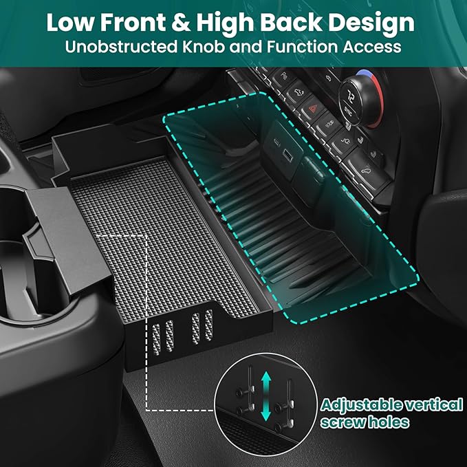 All-Metal Center Console Hanging Organizer Tray Compatible with 2019-2026 Chevy Silverado/GMC Sierra 1500 & 2020-2026 Chevrolet Silverado/Sierra 2500HD 3500HD Storage Accessories (Jump Seat Only）