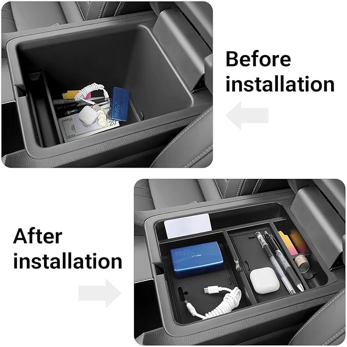 YOJOJOCO Center Console Organizer Compatible with Honda 2023-2025 2026 Pilot ＆ 2024-2026 Ridgeline ＆ 2024-2026 Passport Accessories Black ABS Plastic Material Armrest Hidden Secondary Storage Box