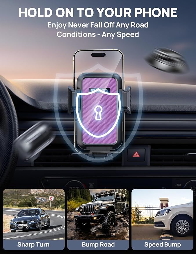 Car Phone Holder Mount [Military Grade Stable], 360° Rotatable Suction Cup Car Phone Mount for Dashboard Windshield ,Truck Cradle Stand for iPhone 17 16 15 Pro Max Samsung All Phone-2026 Upgraded