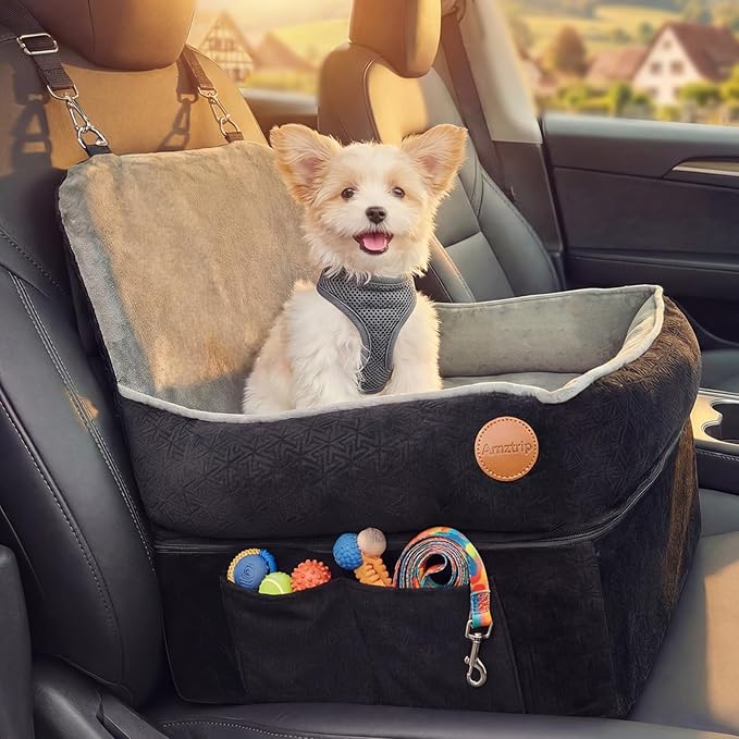 Elevated Dog Cat Car Safety Seat - Waterproof,Black