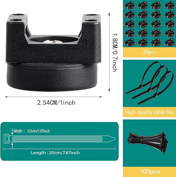 zbab1 Magnetic Zip Tie Mount Base, 35LBS Strong Magnetic Wire Holder & Cable Clips,Magnetic cable management for cars, offices, homes, and boats Diameter 25mm, 20 Pcs