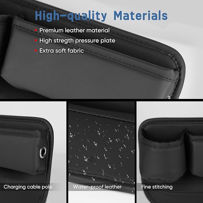 Universal Car Seat Gap Filler Organizer, Premium Leather Car Seat Organizer, Seat Gap Storage Box with Cup Holder for Drink, Front Seat Gap Bag for Phone, Sunglasses,Keys, 2 Packs (Left+Right)