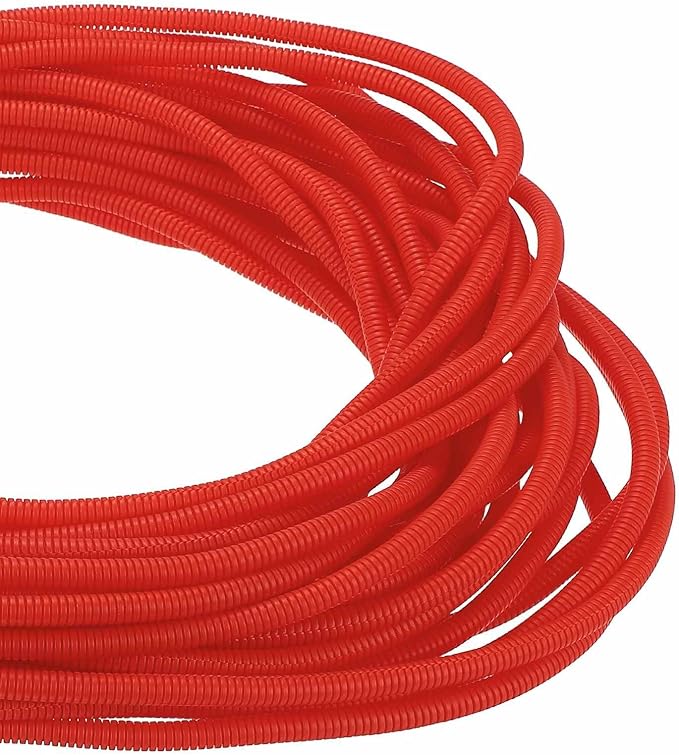 DMiotech 100ft Wire Loom Split Tubing 1/4 Inch(6.4mm) ID, Cord Protectors from Pet Flexible Conduit Cable Management for Office Home Garden, Red