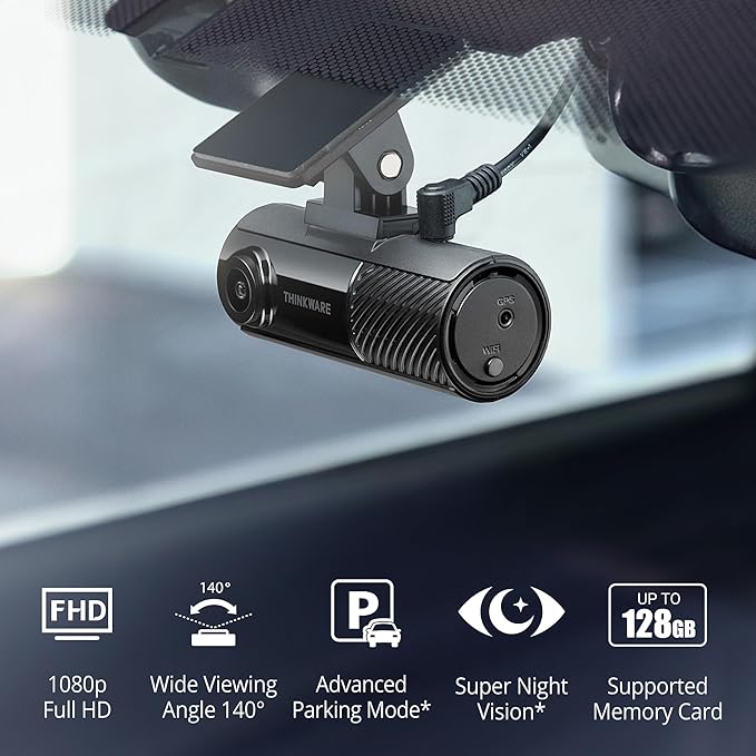 Thinkware F70 PRO Dash Cam 1080P FHD, Wi-Fi Car Camera, 140° Wide Angle, Super Night Vision, Smart Parking Mode, G-Sensor, Includes 32GB SD Card