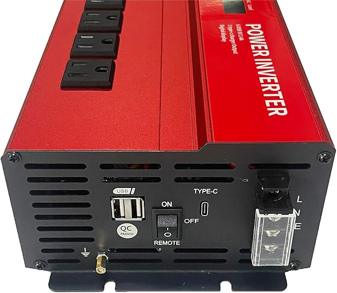 3000W 12V Power Inverter,Peak 6000W, Car/Truck/RV DC 12V to 110V 4AC Converter, 6X 2.4A USB Ports,with 18W Type-C Quick Charge Port,LCD Digital Display