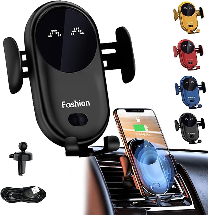 Smartcar Wireless Charger Phone Holder,Fashion Cell Phone Holder for Car,Smart Car Wireless Charger PhoneHolder (Black)
