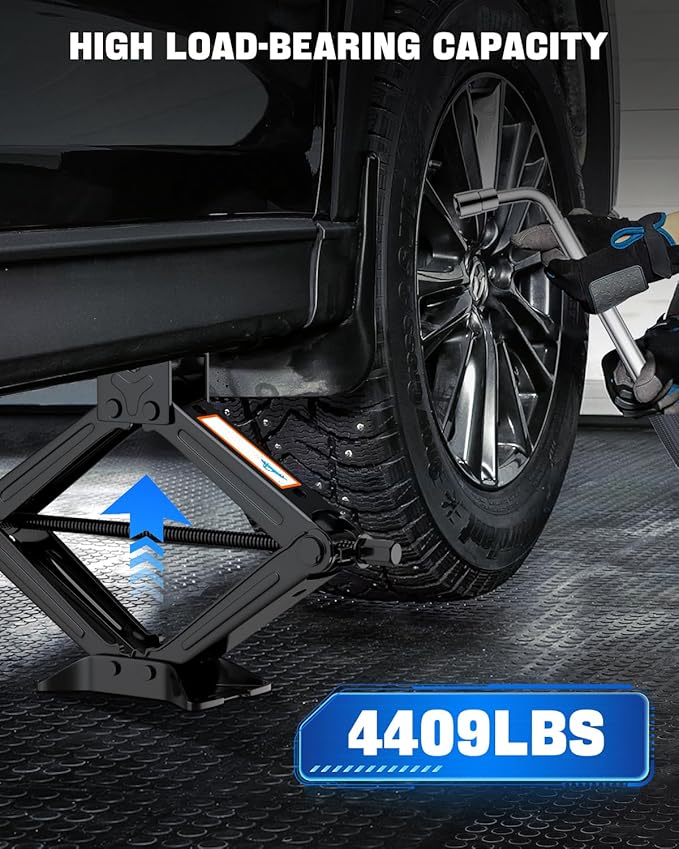 Car Jack Kit, Scissor Jack for Car 2 Ton (4409 lbs), Tire Jack Changing Kit with Lug Wrench for Sedan SUV